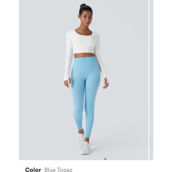 New Halara Women's XS 7/8 Seamless Flow High Waisted Butt Lifting Leggings Topaz - Picture 1 of 12